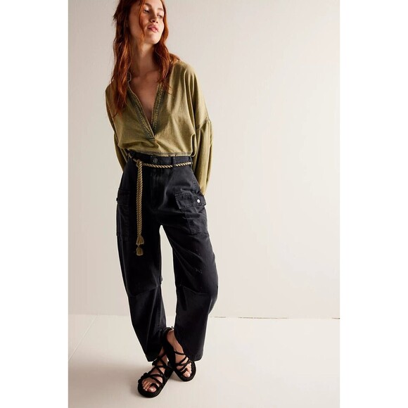 Free People We The Free Mending Heart Barrel Pants Cotton Slouchy XS NEW 262448